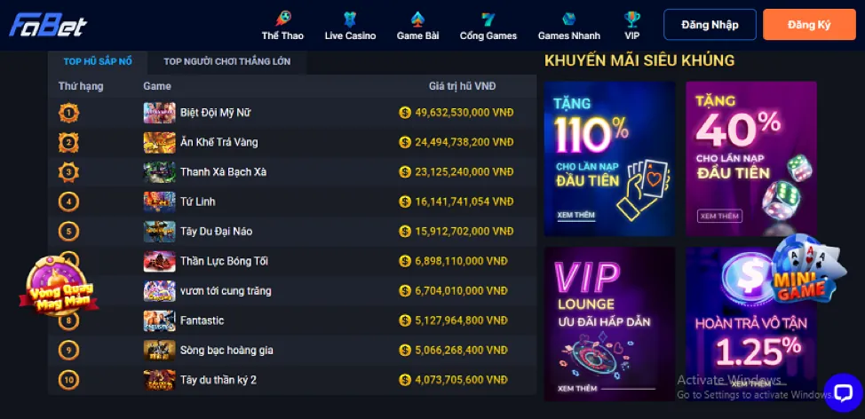 Ưu đãi hoàn trả 60win